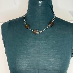 Anne Marie Chagnon Modernist‎ Sculptural Necklace Pewter